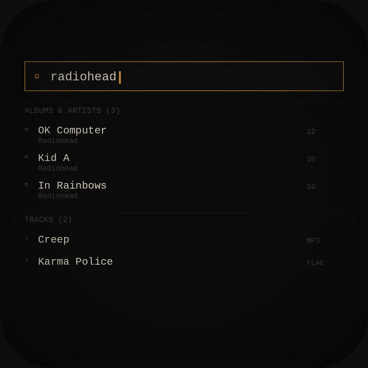 Empeethree library search results